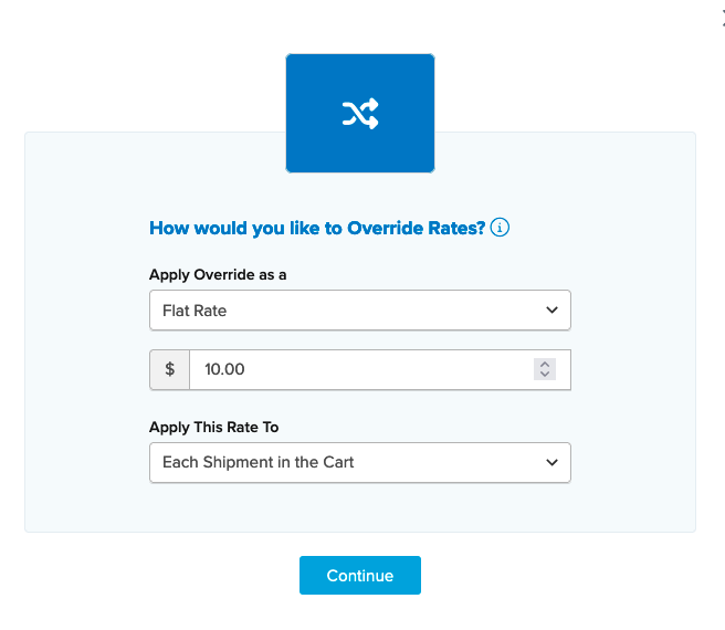 Example showing how override rates will apply to the cart.